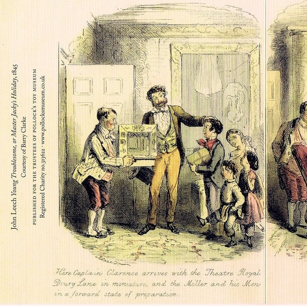Toy Theatre Mischief from 1846 by John Leech, Greetings Card